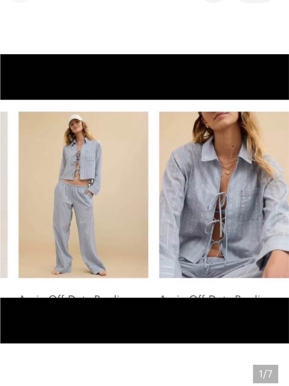 New Aerie Cotton Matching Pajama Set Shirt Pants. Large